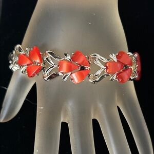 Chic Gold and Red Floral Bracelet